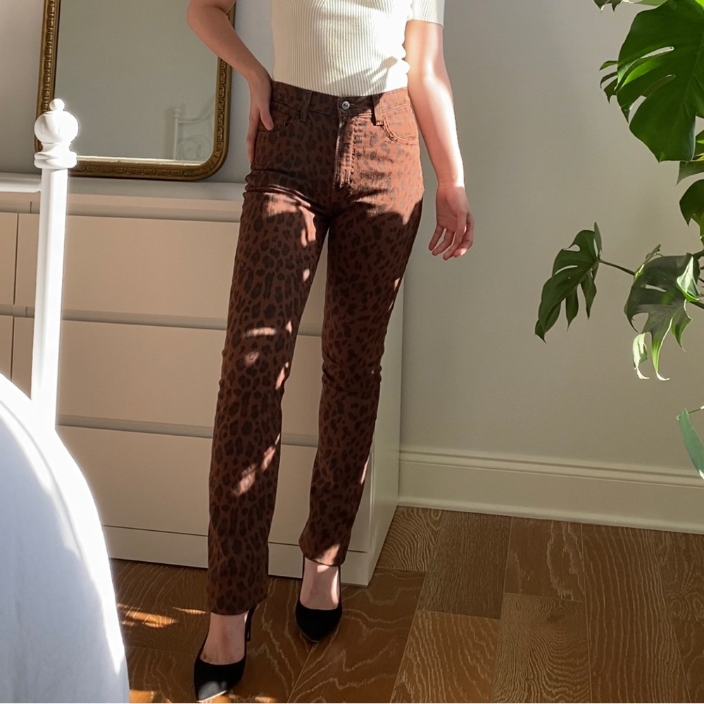 Reformation leopard Liza high straight jeans 25